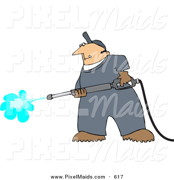 Clipart Of A Pressure Washer Man Cleaning Something By Djart    617