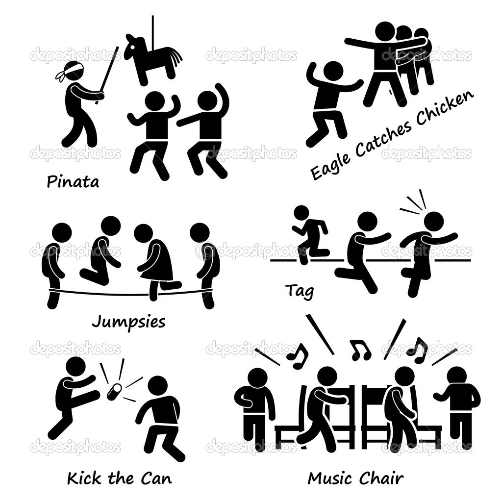 Cop And Robber Kick The Can And Musical Chairs   Vector By Leremy