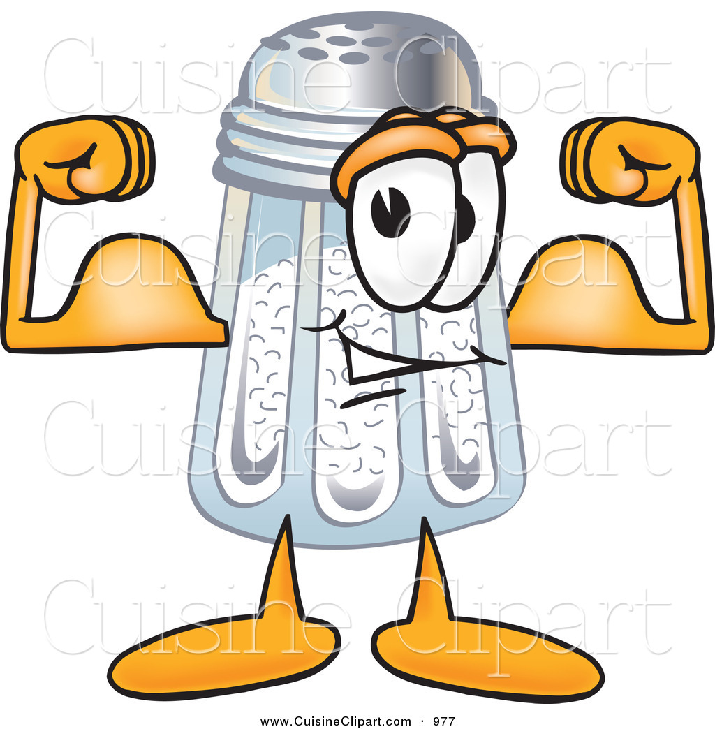 Muscular Strong Salt Shaker Mascot Cartoon Character Flexing His Arm