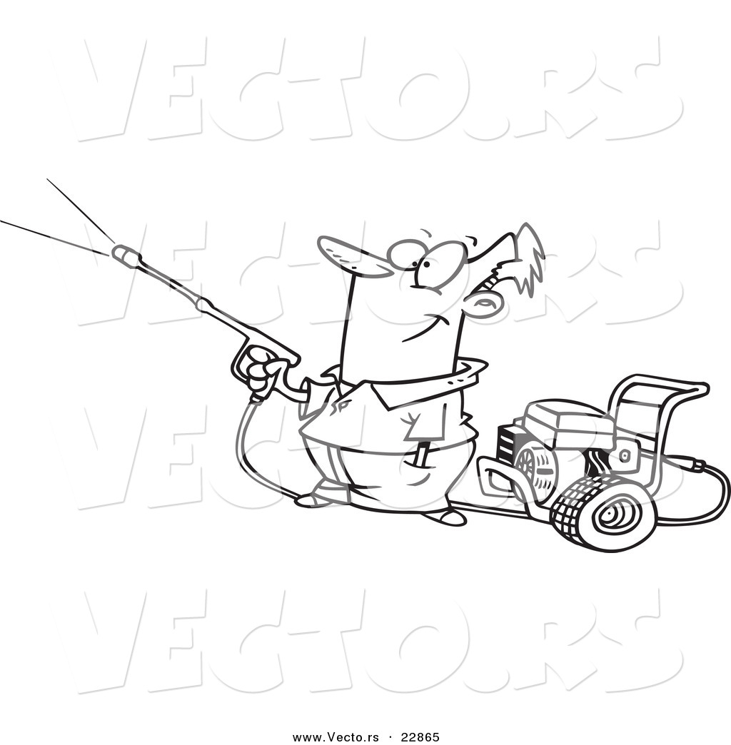 Pressure Washing Clip Art Vector Of A Cartoon Guy Using A Pressure