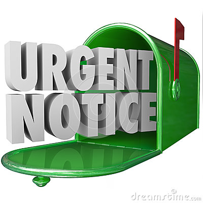 Urgent Notice Mail Critical Important Information Message Mailbo Stock