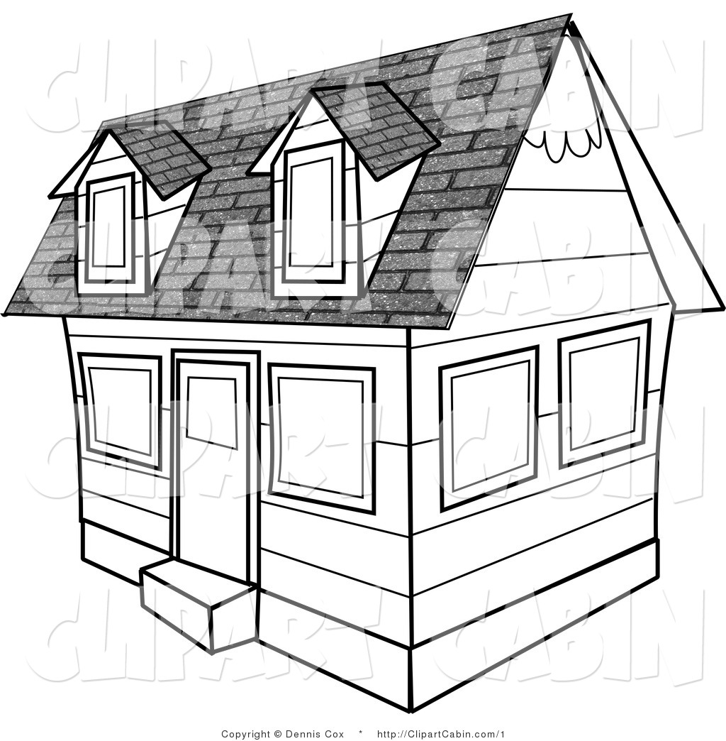 Clip Art Of A Small Black And White House By Djart    1