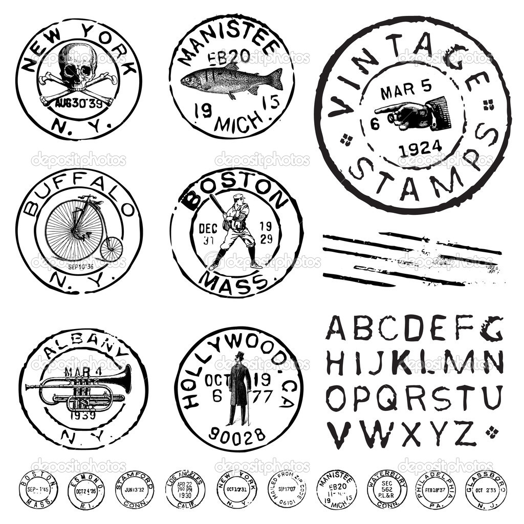 Vector Clipart Vintage Stamp And Label Set   Stock Vector