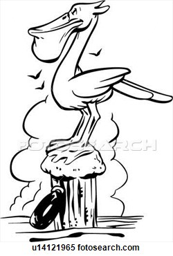 Animal Beak Bird Cartoons Ocean Pelican Water View Large Clip