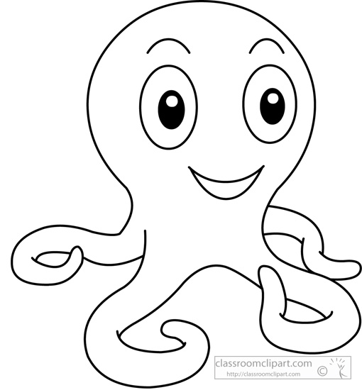 Animals   Octopus Cartoon Outline   Classroom Clipart