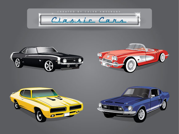 Classic American Cars  3 Muscle Car Vector Files And 1 Classic Car