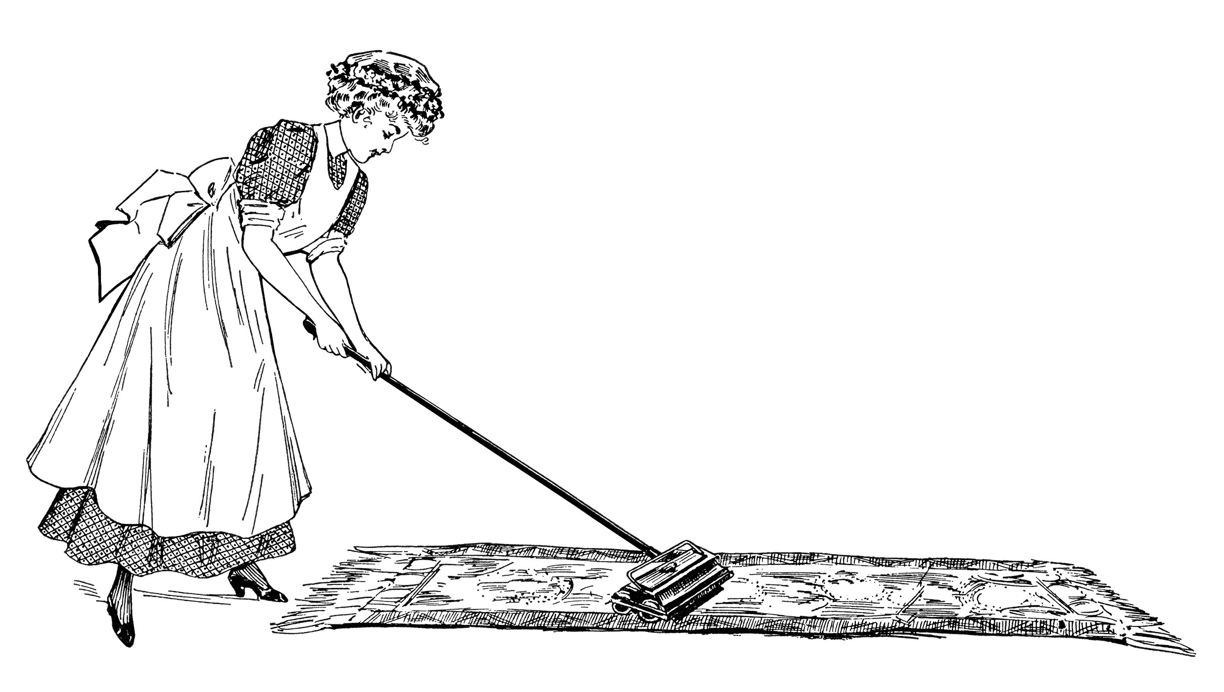 Illustration Black And White Clipart Ladies Cleaning House Printable