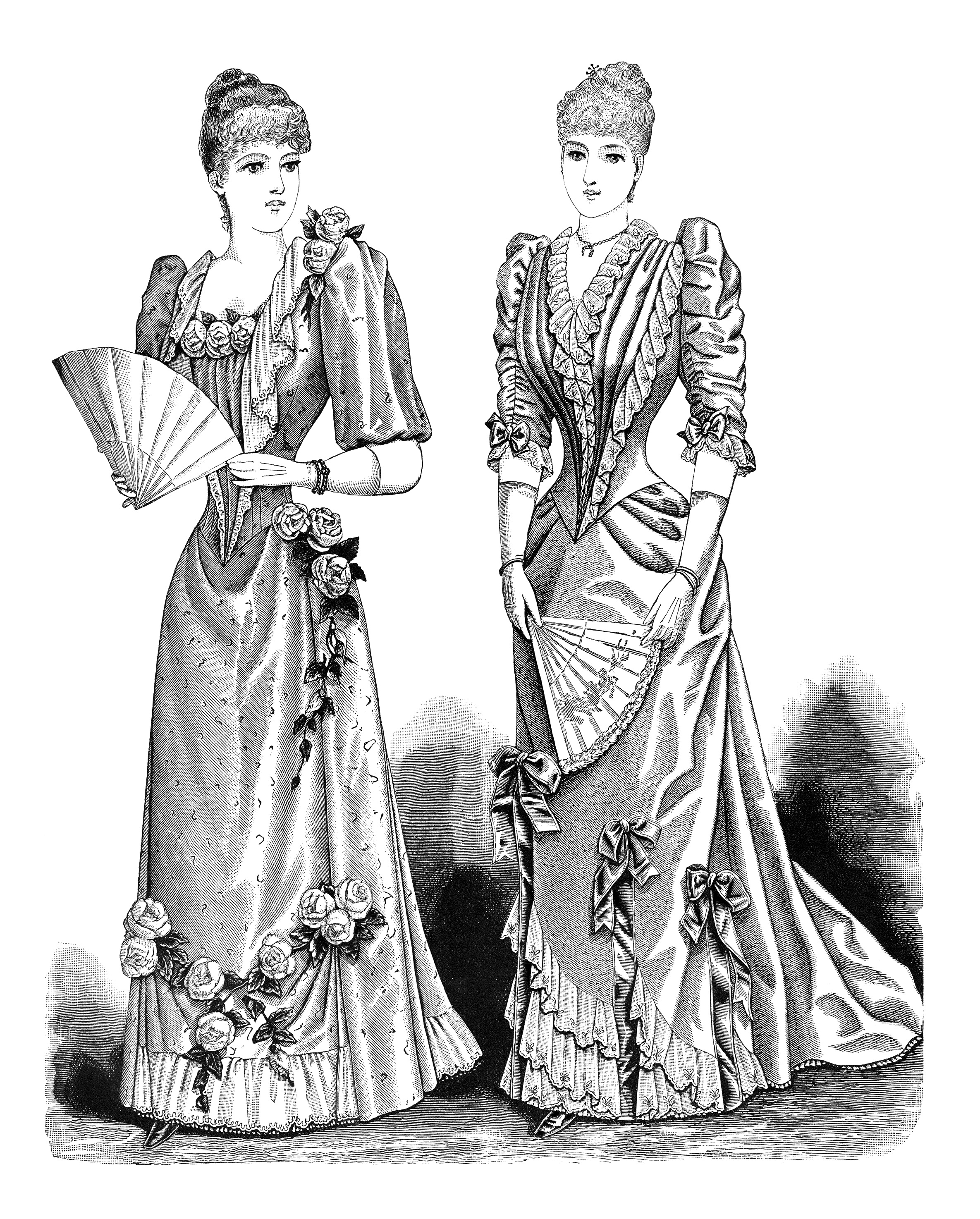 Vintage Clipart Elegant Lady Printable Old Fashioned Woman S Dress