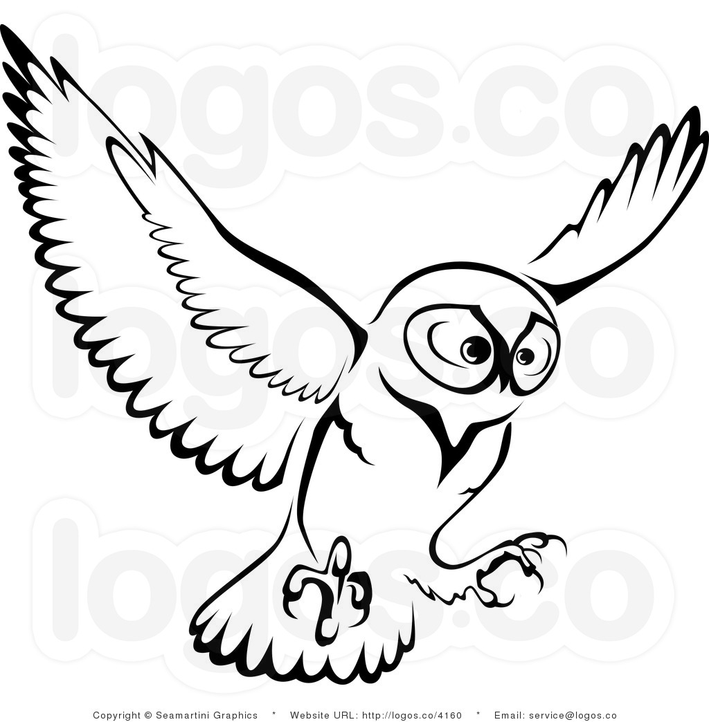 Flying Owl Clipart Black And White Royalty Free Owl Logo By Seamartini