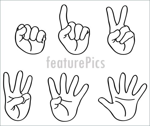 Illustration Of Outlined Counting Fingers  Royalty Free Vector At