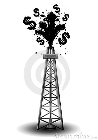 Oil Drilling Rig With Black Money Stock Photo   Image  5290360