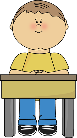 Boy Sitting At School Desk Clip Art Image   Boy Sitting Quietly At A