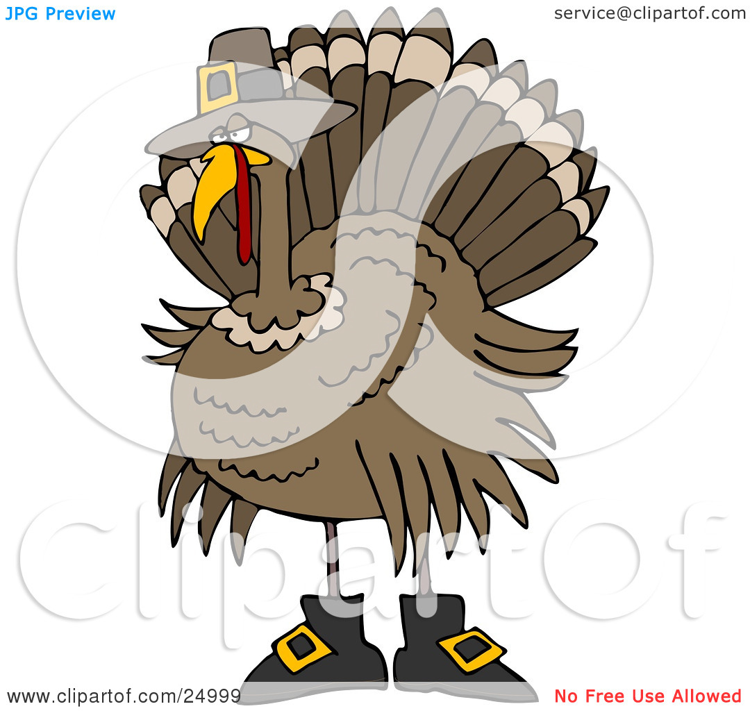 Clipart Illustration Of A Silly Thanksgiving Turkey Bird In Pilgrim