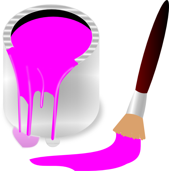Clipart Pink Paint Bucket And Paint Brush Clip Art At Clker Com