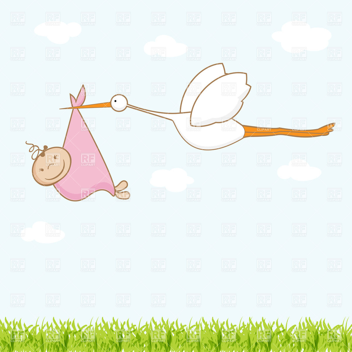 With Newborn Girl In Beak Download Royalty Free Vector Clipart  Eps