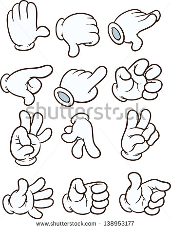 Cartoon Gloved Hands  Vector Clip Art Illustration  Each On A Separate
