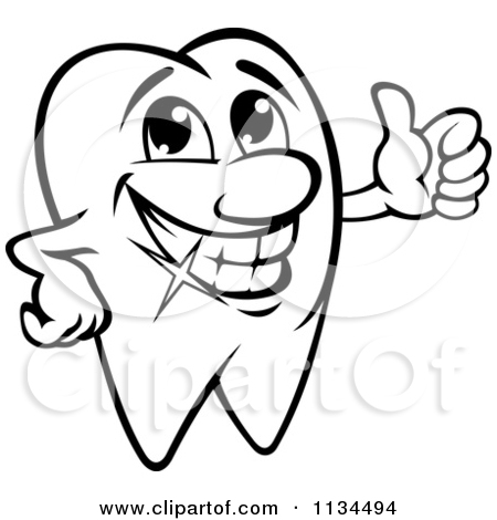 Cavity Clipart 1134494 Clipart Of A Happy Black And White Tooth Mascot