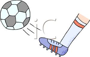 Foot Wearing A Cleat Kicking A Soccer Ball Clipart Image