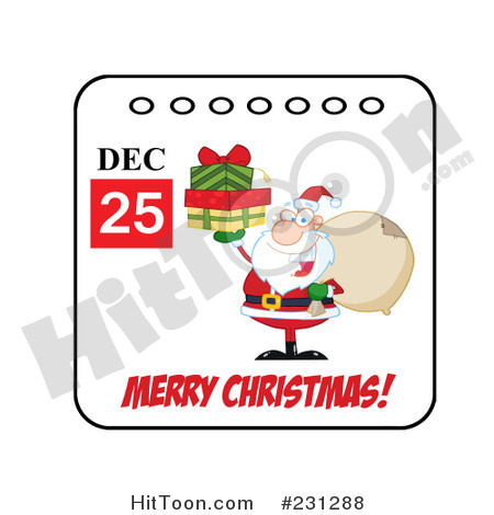 Clipart Illustration Of A Merry Christmas December 25th Santa Calendar