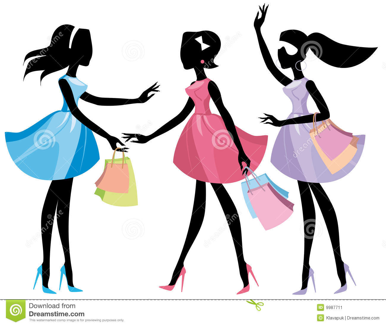 Lady With Shopping Bags Clipart Lady Shopping