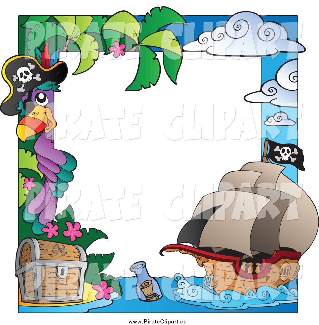 Pirate Border Clipart A Parrot And Pirate Border