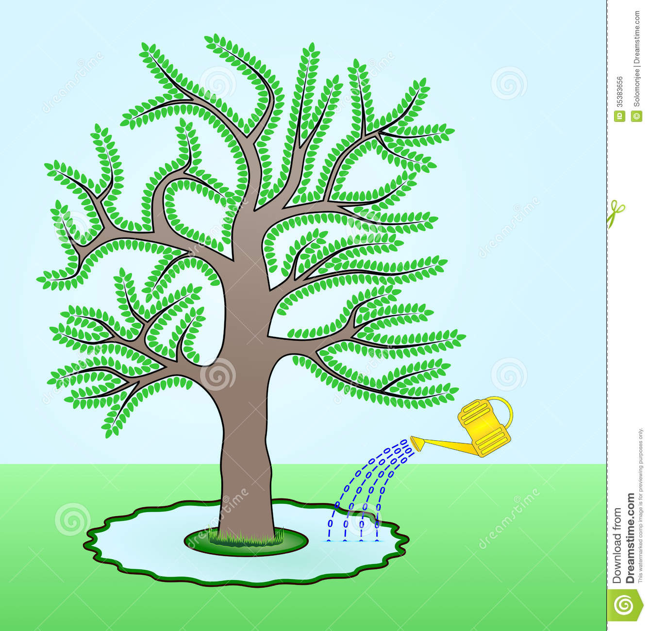 Raster Illustration Of A Go Green Concept Where A Tree Is Watered By