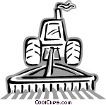 Tractor Plowing A Field Vector Greyscale Conversion