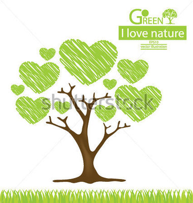 Tree Design  Heart  Go Green  Save World  Vector Illustration