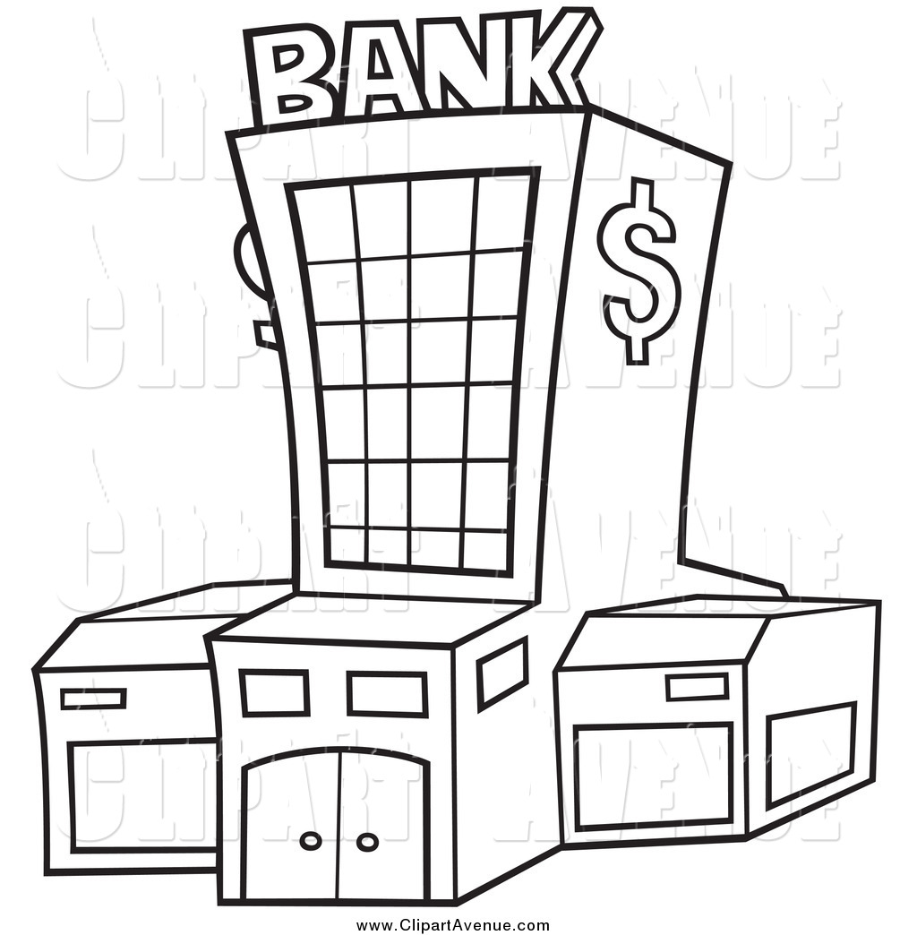 Avenue Clipart Of A Black And White Bank Exterior By Dero    1811