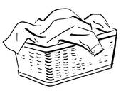 Black And White Version Of A Basket Full Of Laundry