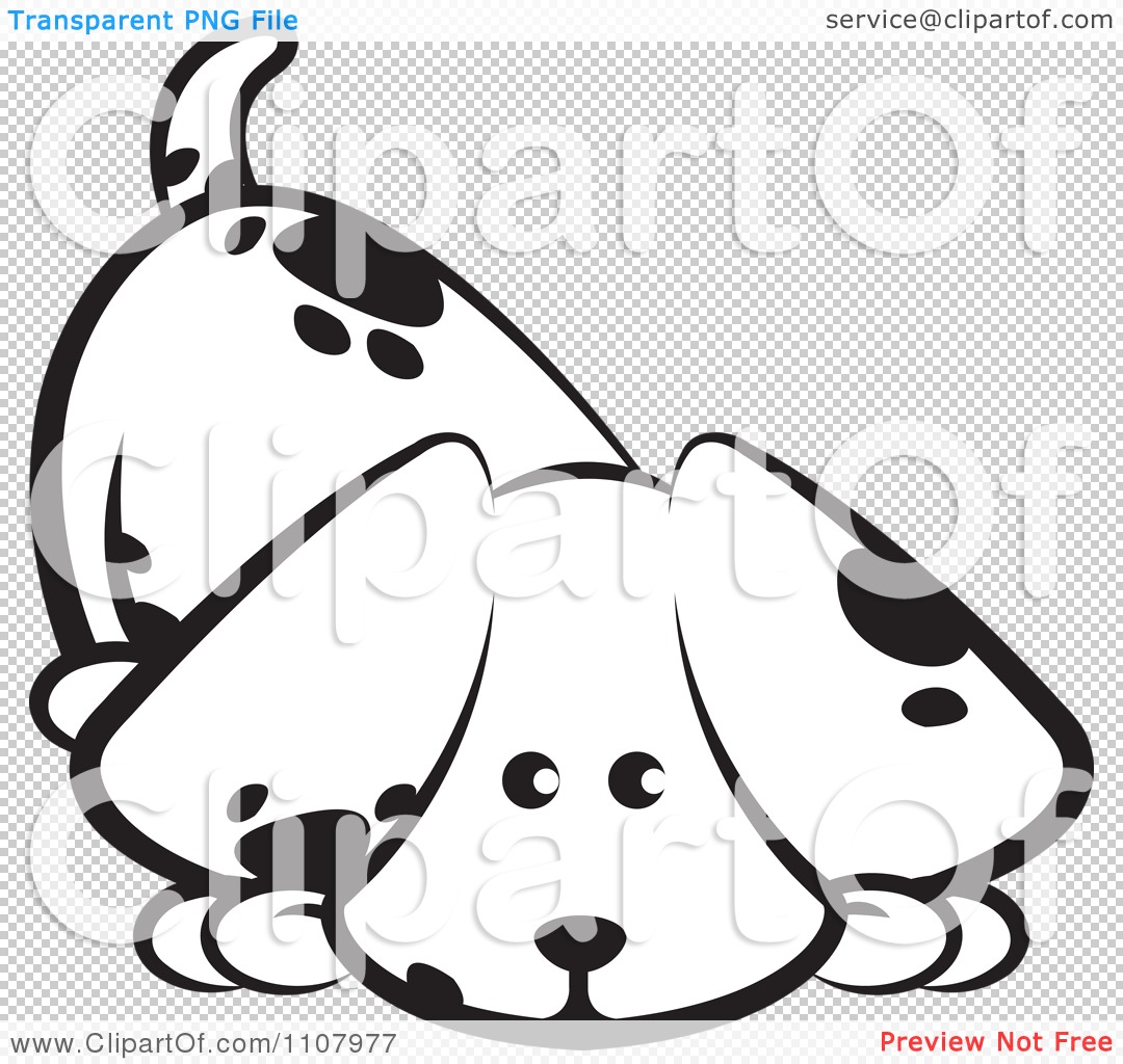 Clipart Cute Black And White Puppy Sniffing The Ground Royalty Free