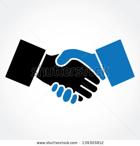 People Silhouette Shaking Hands Stock Vector Handshake Blue Shaking