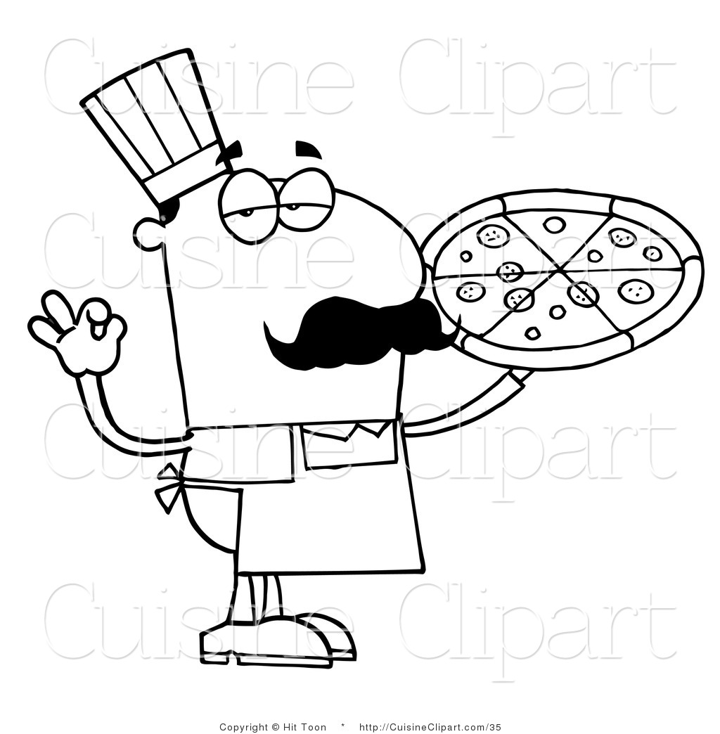 Pizza Clipart Black And White Cuisine Clipart Of An Outlined Pizza