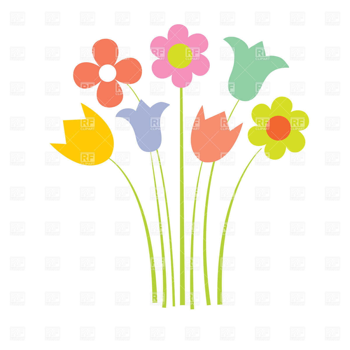 Wild Flower Clip Art Cartoon Wildflowers In Simple Style Plants And