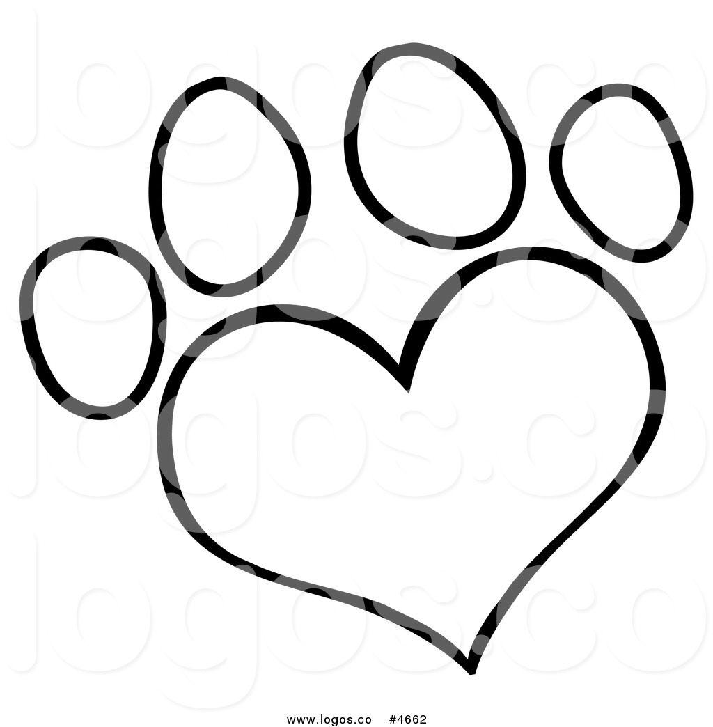 Logo Of A Black And White Heart Shaped Dog Paw Print Black And White