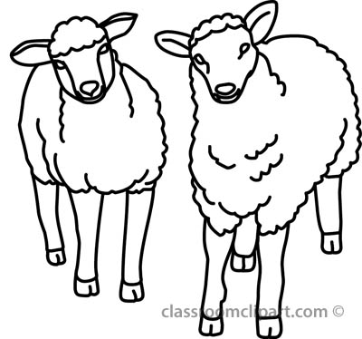 Animals   Two Sheep Outline   Classroom Clipart