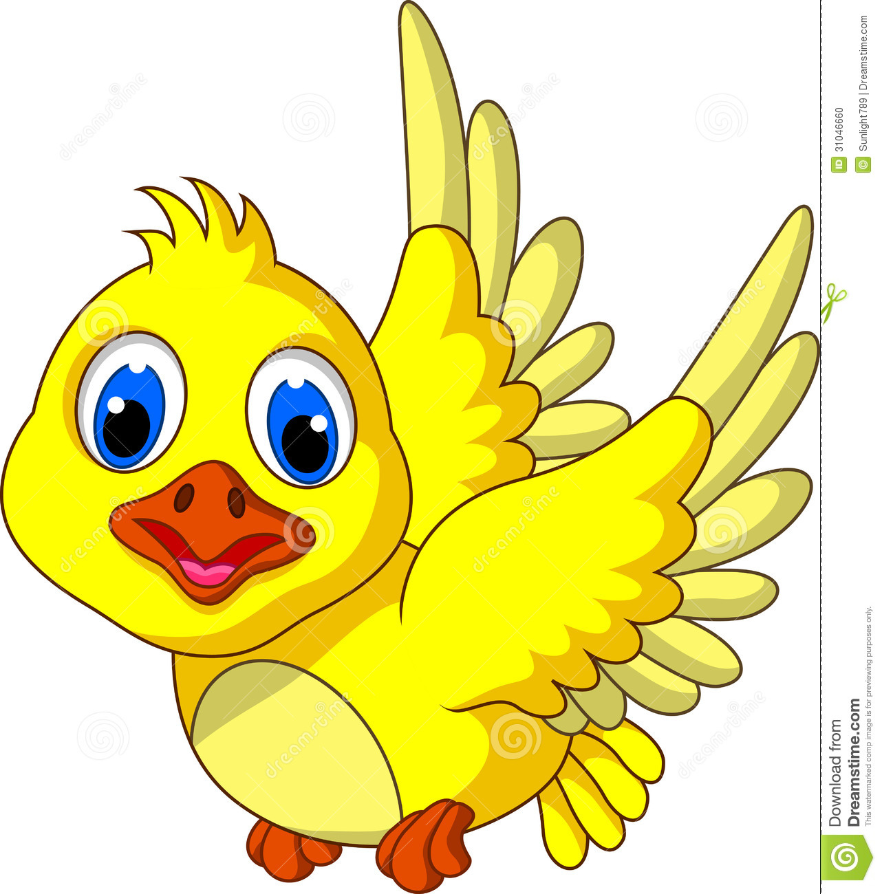 Cute Yellow Bird Cartoon Flying Stock Photo   Image  31046660