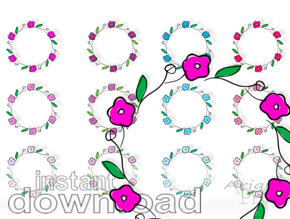 Clipart Pink Purple Blue Colors Round Frame Commercial Use Clipart