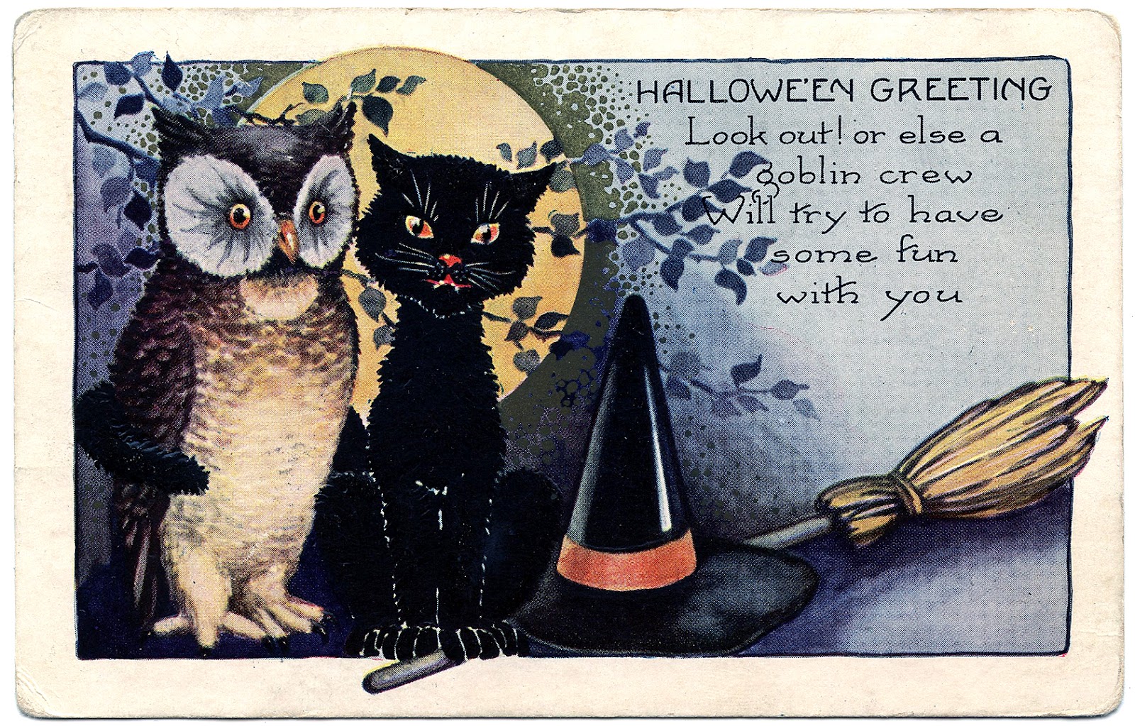 Halloween Clip Art   Vintage Owl   Cat   The Graphics Fairy