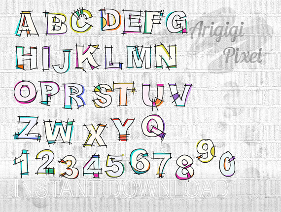 Hand Drawn Alphabet Clip Art Set  Hand Sketched Alpha Clipart