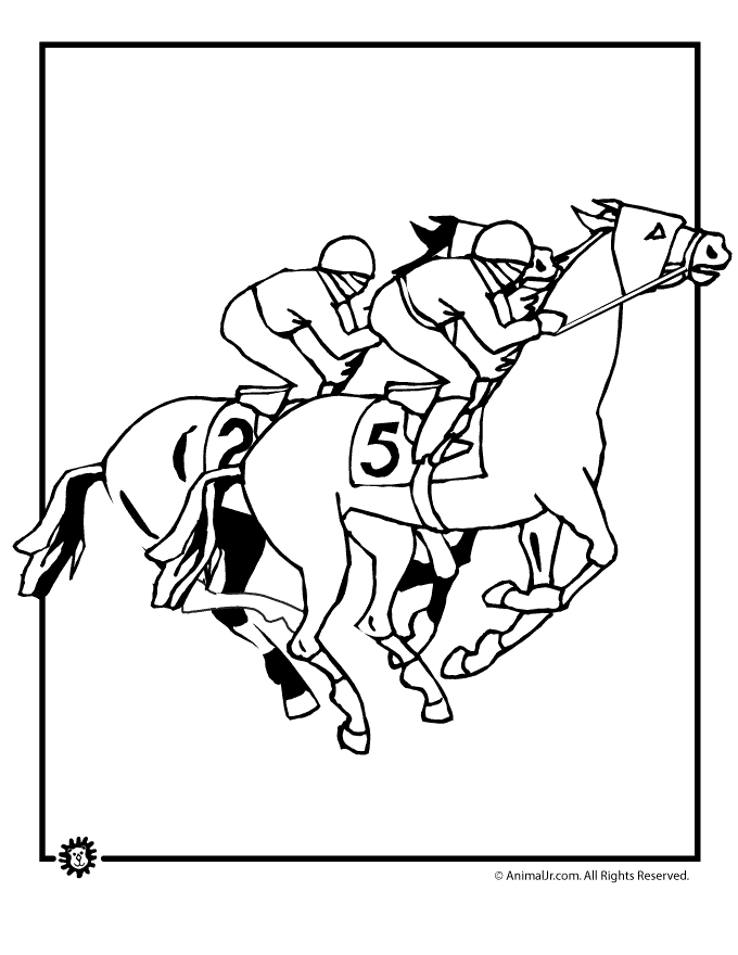 Horse Racing Coloring Page   Animal Jr
