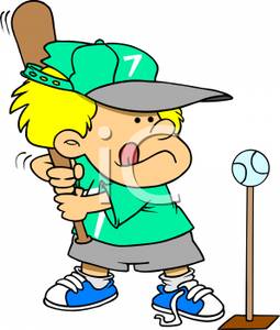 Young Child Playing T Ball   Royalty Free Clipart Picture