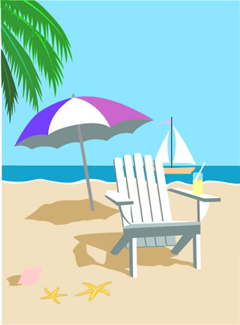 Beach Chair Sailboat Cool Drink And Umbrella Make The Perfect