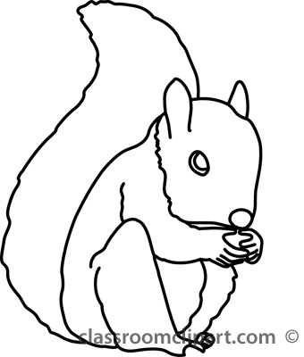 Animals   Squirrel Eating 4 Outline   Classroom Clipart