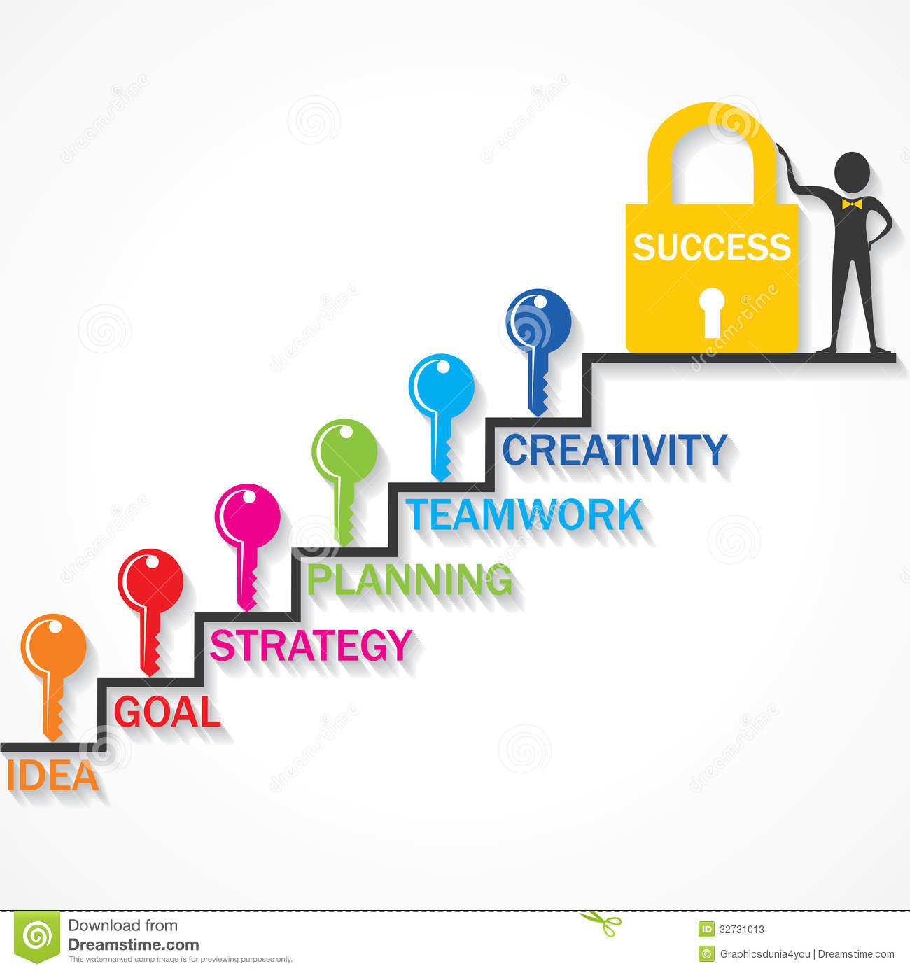 Business Success Clipart Keys Climb Up Success Stair