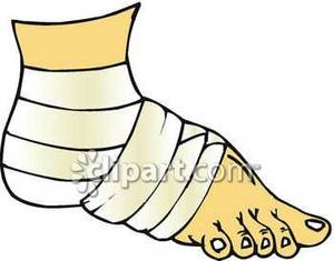 Elastic Bandage Wrapped Around A Foot   Royalty Free Clipart Picture