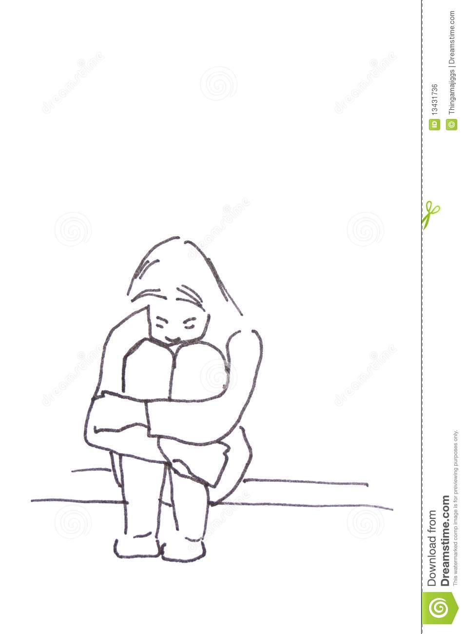 Lonely Girl Clipart Sketch  Lonely Girl