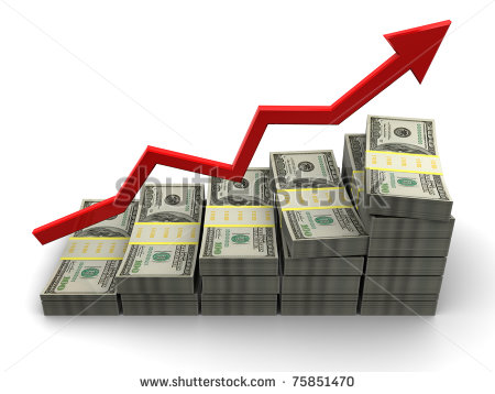     Of Rising Money Charts Business Success Concept   Stock Photo