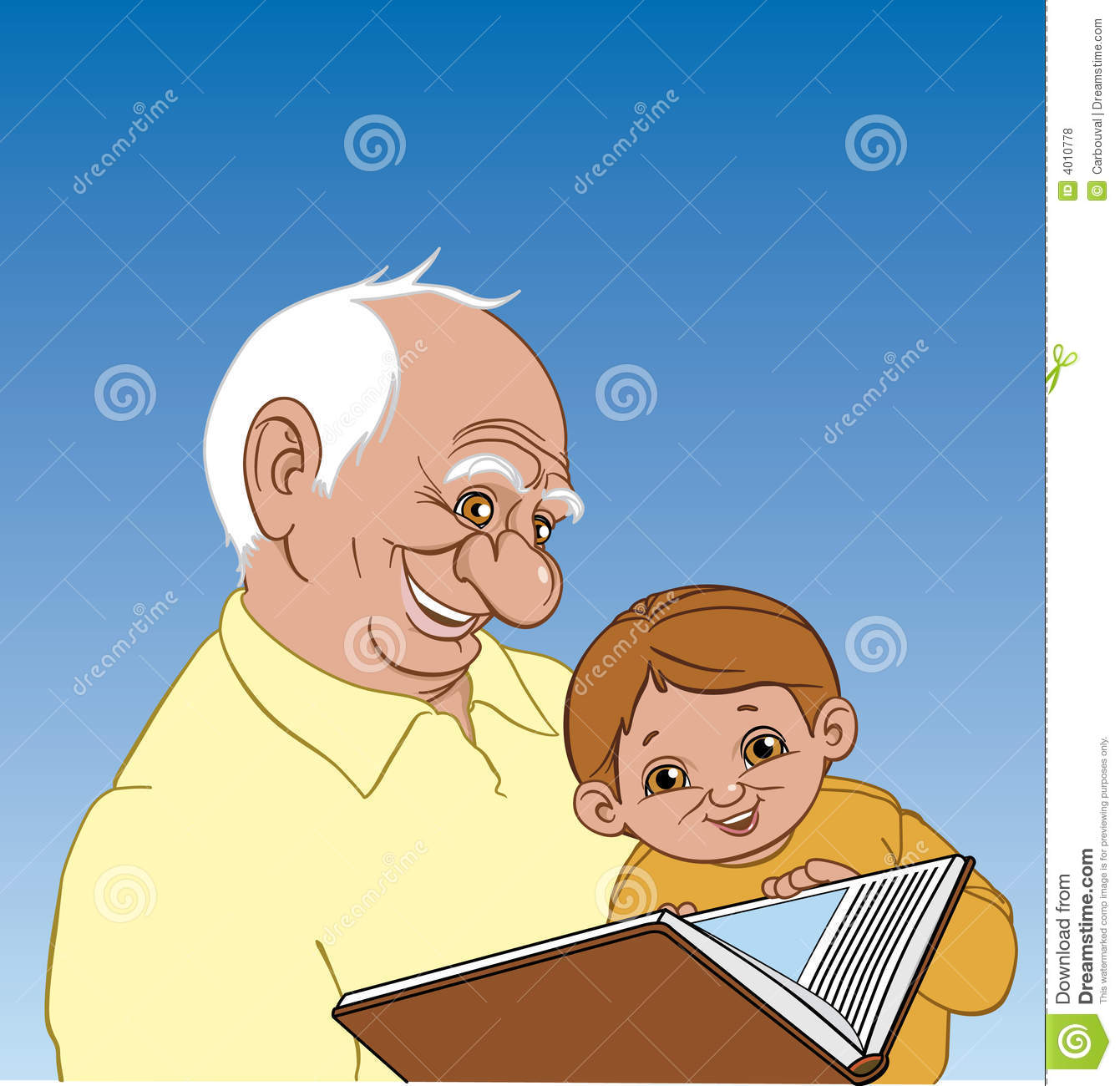 Vector The Grandfather Tells His Grandson A Story