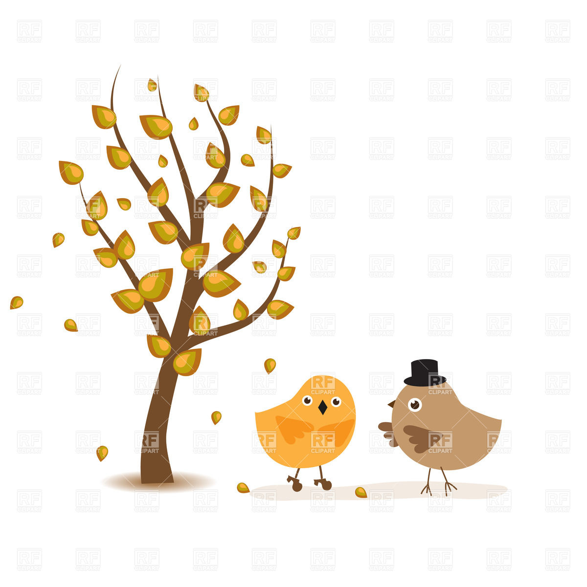 Autumn Tree And Couple Of Birds 21454 Plants And Animals Download    